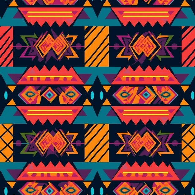 A colorful pattern with geometric shapes and lines generative ai