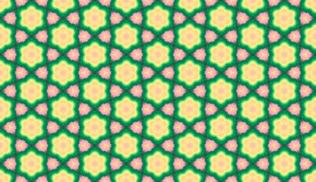 A colorful pattern with a green background that is made up of a kaleidoscope.