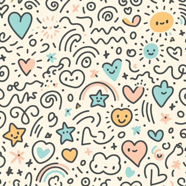 a colorful pattern with hearts and hearts