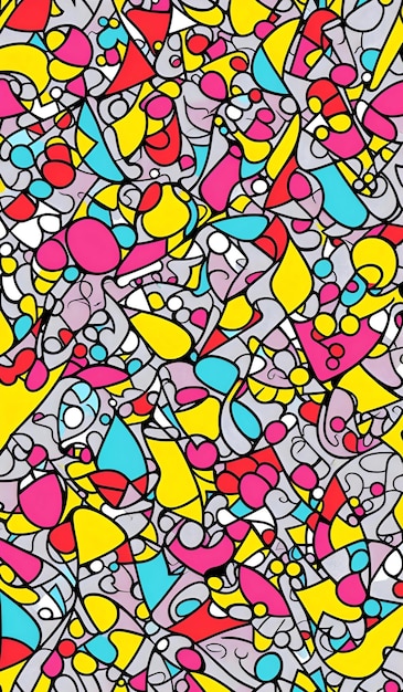 A colorful pattern with a large number of circles and dots