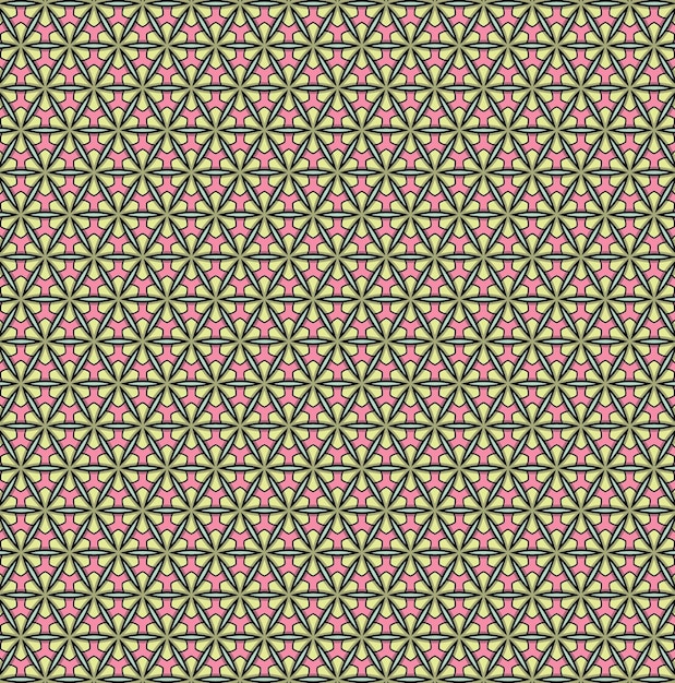 A colorful pattern with a pink background