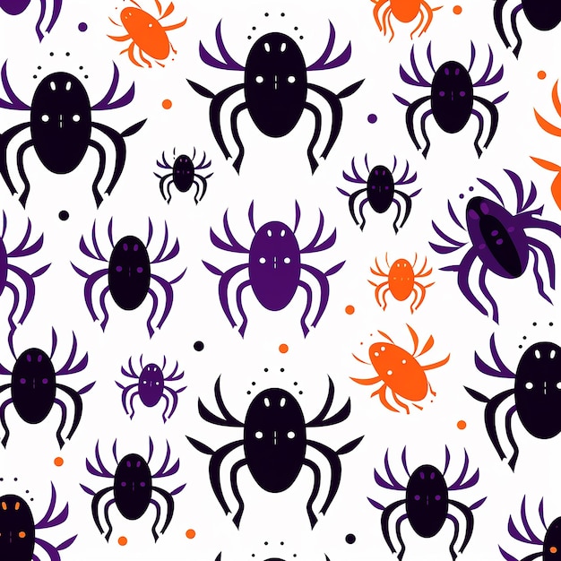 a colorful pattern with spiders and spiders on it