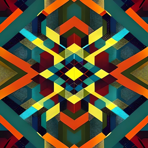 A colorful pattern with a square in the middle.