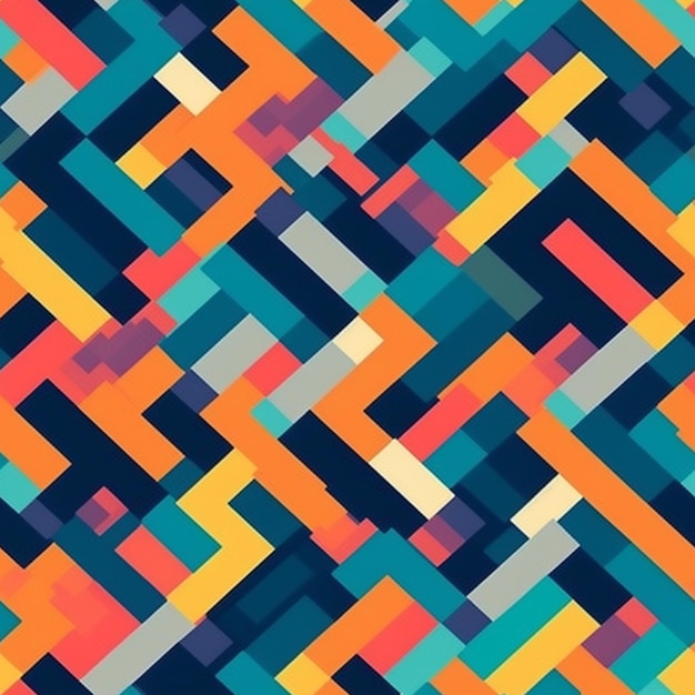 A colorful pattern with squares and the word cube on it.