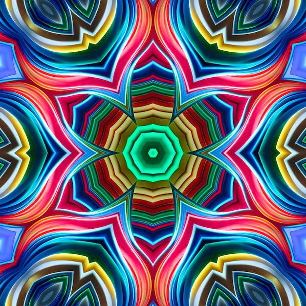 A colorful pattern with a star in the middle.