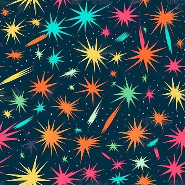 A colorful pattern with stars and the word stars on it