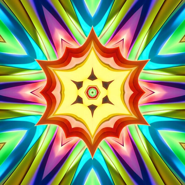 A colorful pattern with a sunburst in the center.