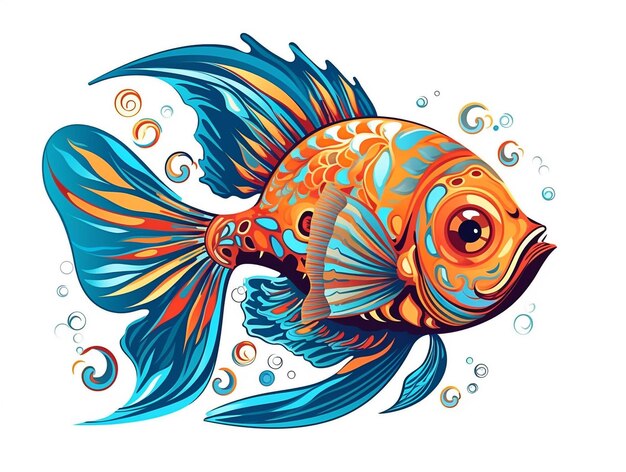 Colorful Patterned Fish AI Generated