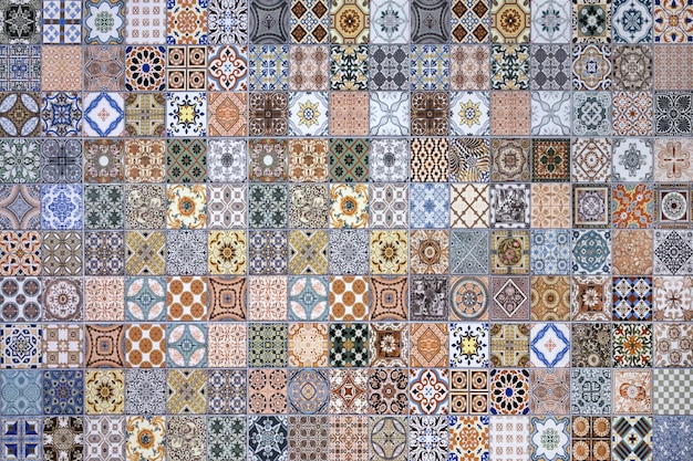 Colorful patterns of tile flooring.