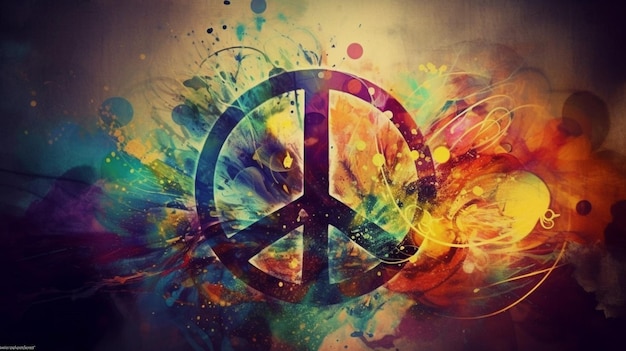 A colorful peace sign with the word peace on it