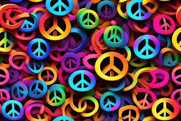 Photo colorful peace symbol on a black background