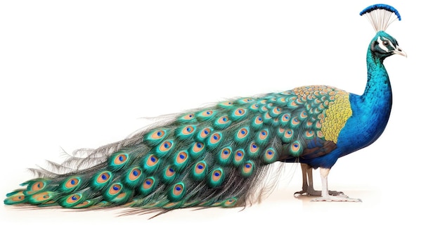 Colorful peacock photo realistic illustration generative ai