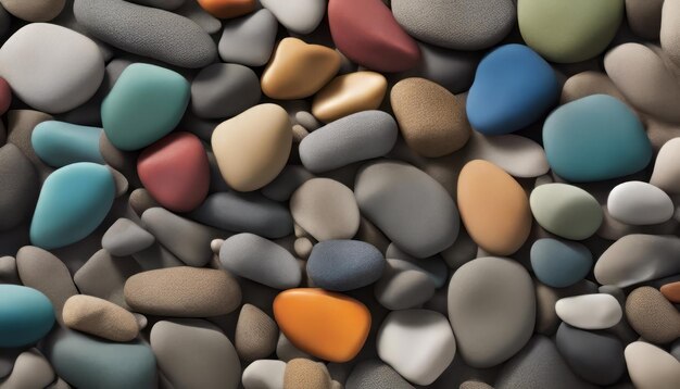 Colorful pebble stones background 3d render illustration