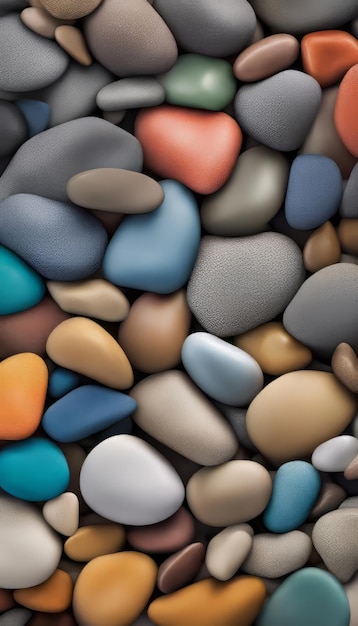 Colorful pebble stones background 3d render illustration