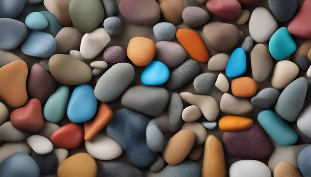 Colorful pebbles background 3d rendering Computer digital drawing