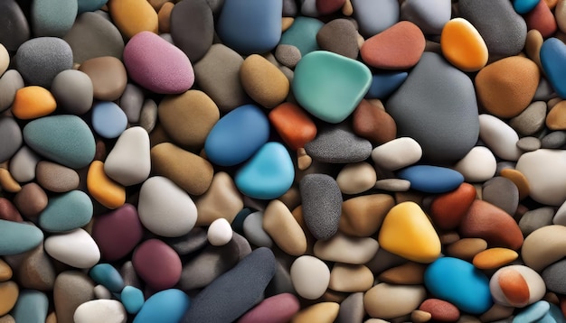 Colorful pebbles background Close up of colorful stones