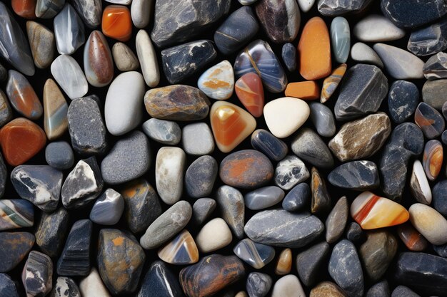 Colorful pebbles background Close up of sea stones