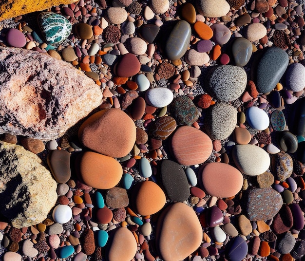 Foto ciottoli colorati sulla spiaggia