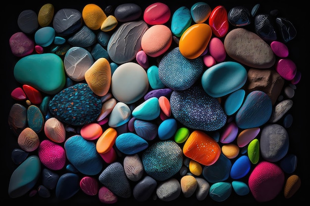 Colorful pebbles beautiful background Generative AI