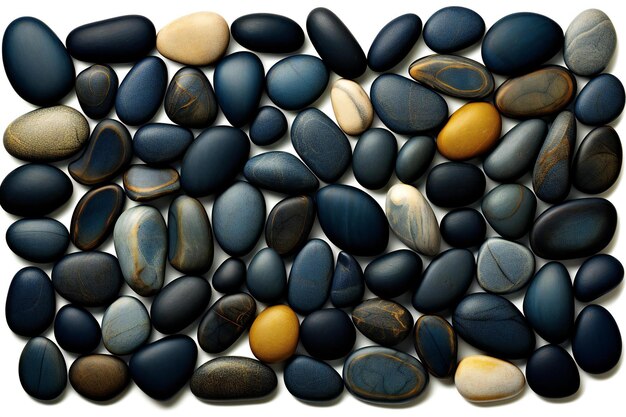 Colorful pebbles on a white background with space for text