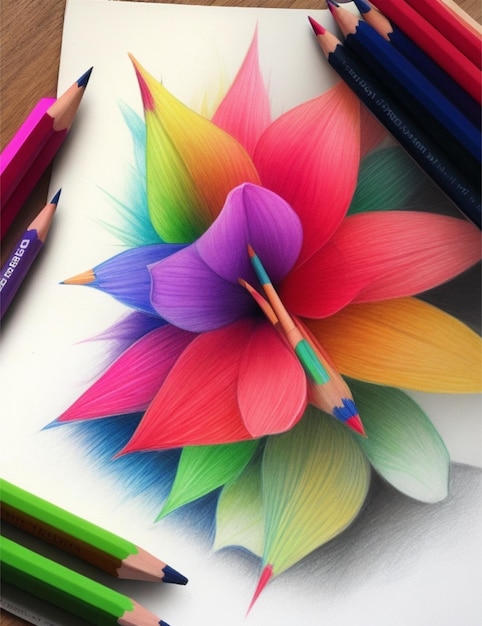 Photo colorful pencil drawing