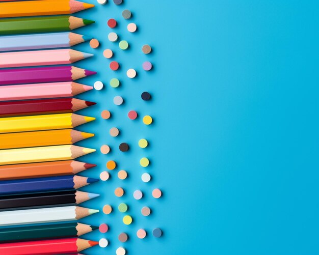 A colorful pencils on blue background