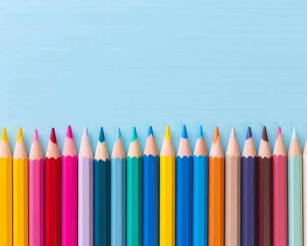 A colorful pencils on blue background