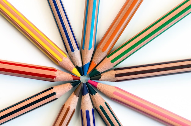 Colorful pencils isolated on the white background