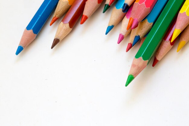 Colorful pencils isolated on the white background