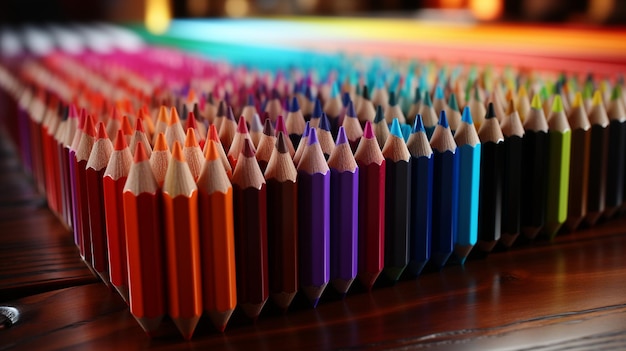 Colorful pencils on the table