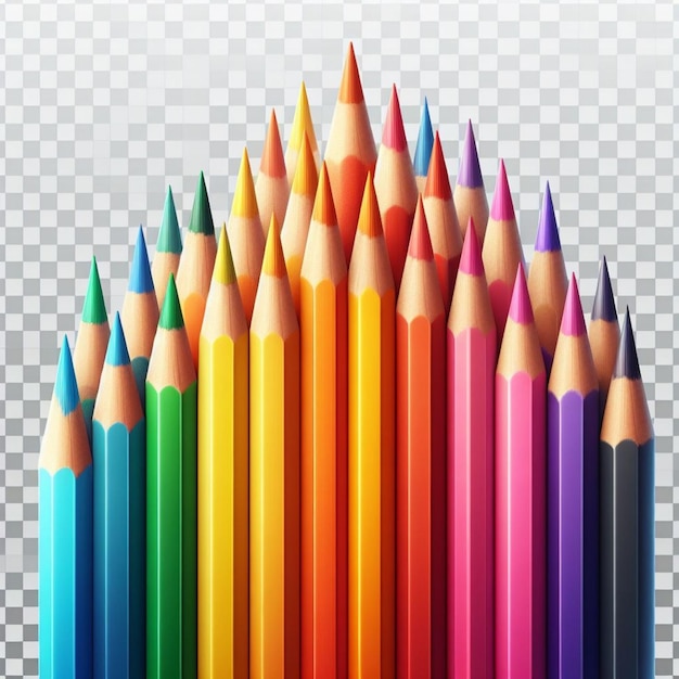 colorful pencils on a transparent background