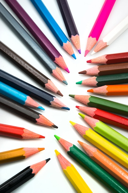 Colorful pencils on white 