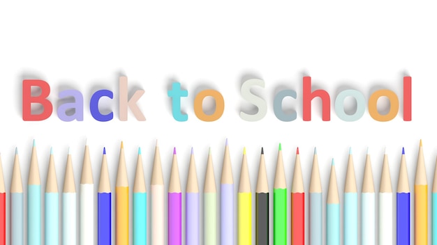 Back to School texton white가 포함된 다채로운 연필