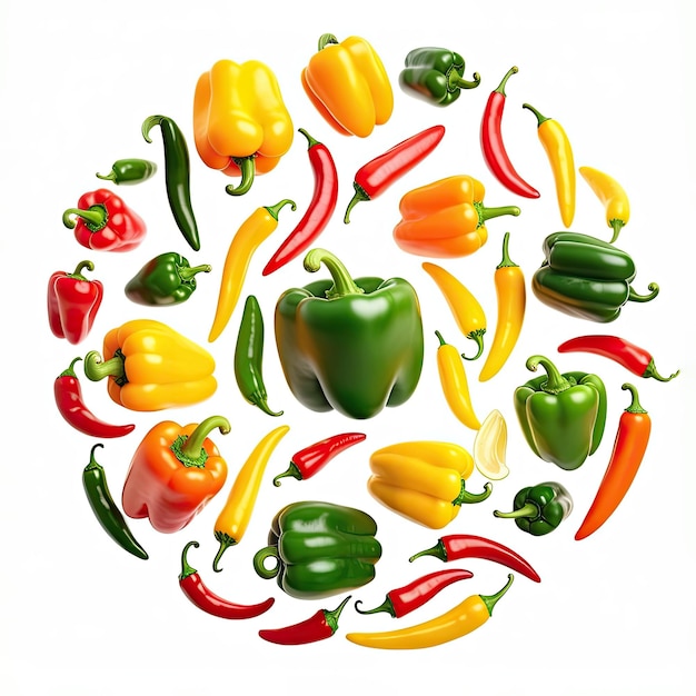 colorful peppers in circle