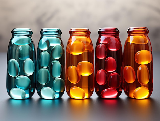 Красочные аптечные капсулы Многие различные лекарства или таблетки Генеративный ИИ