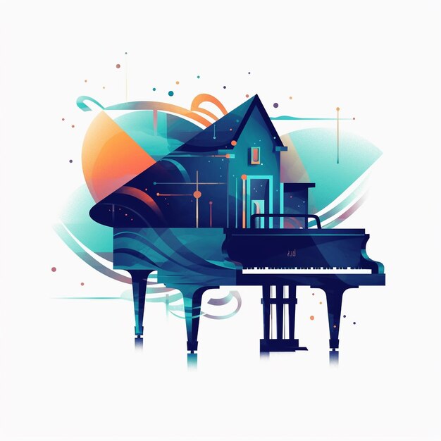 Colorful a piano illustration