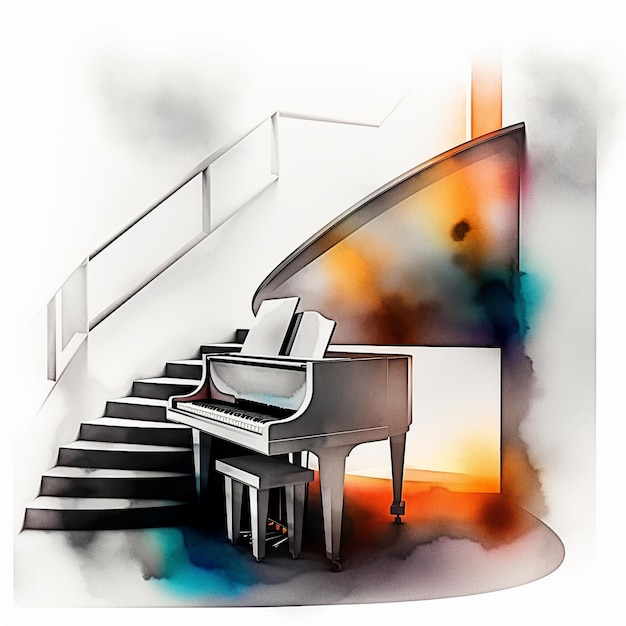 Photo colorful piano mashup art