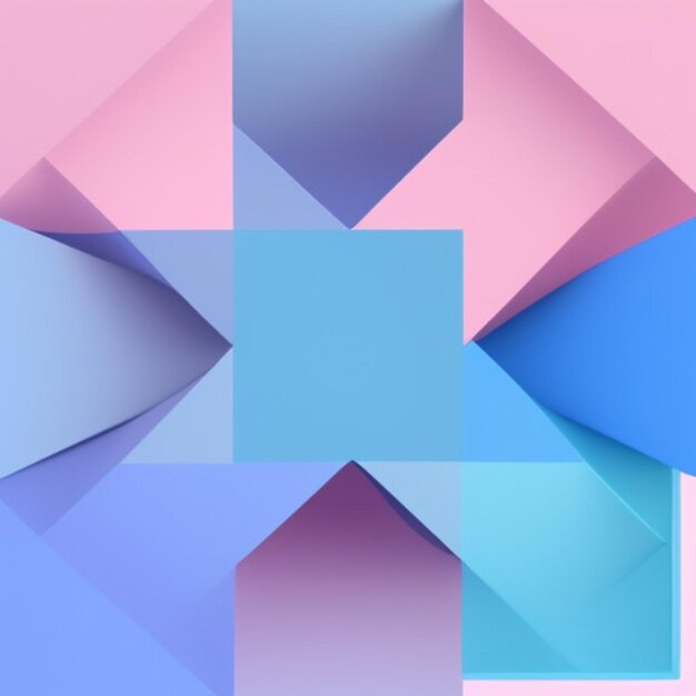 Foto un'immagine colorata di una struttura geometrica blu e rosa con un quadrato rosa