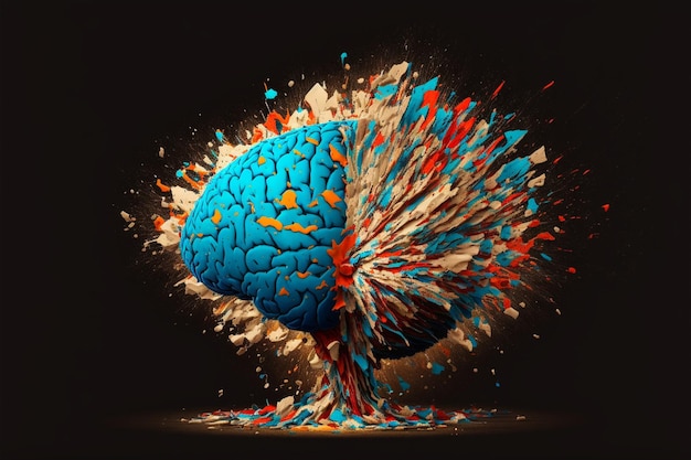 A colorful picture of a brain with the word brain on it