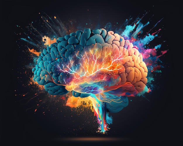 Красочное изображение мозга со словом мозг на нем