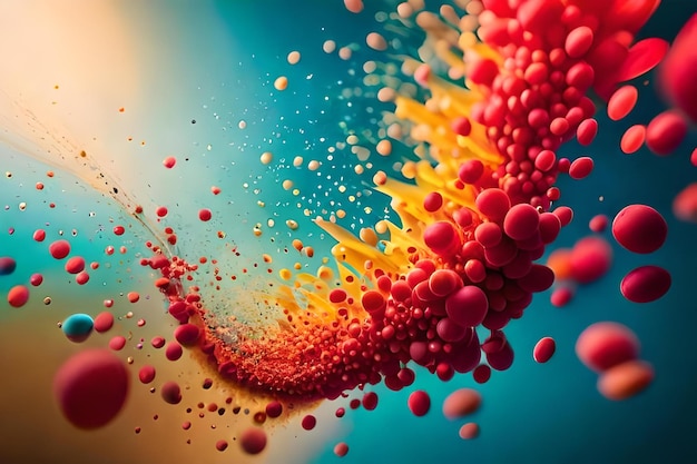 A colorful picture of a bunch of red and yellow bubbles.