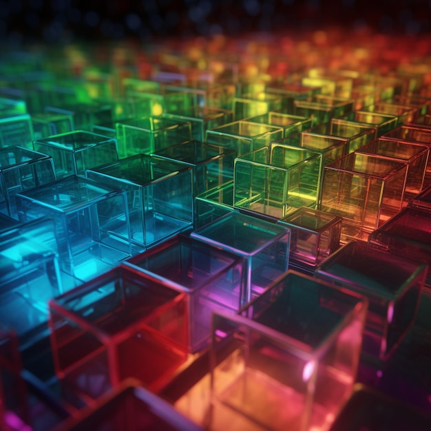 A colorful picture of cubes with the colors of the rainbow are visible.