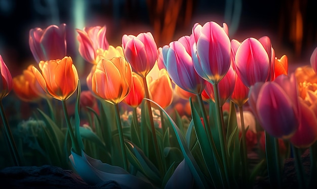 a colorful picture of flowers with the colors of the rainbow