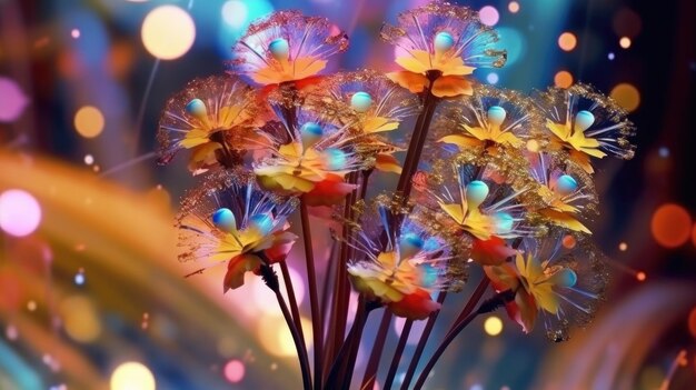 A colorful picture of flowers with the word dandelions on it