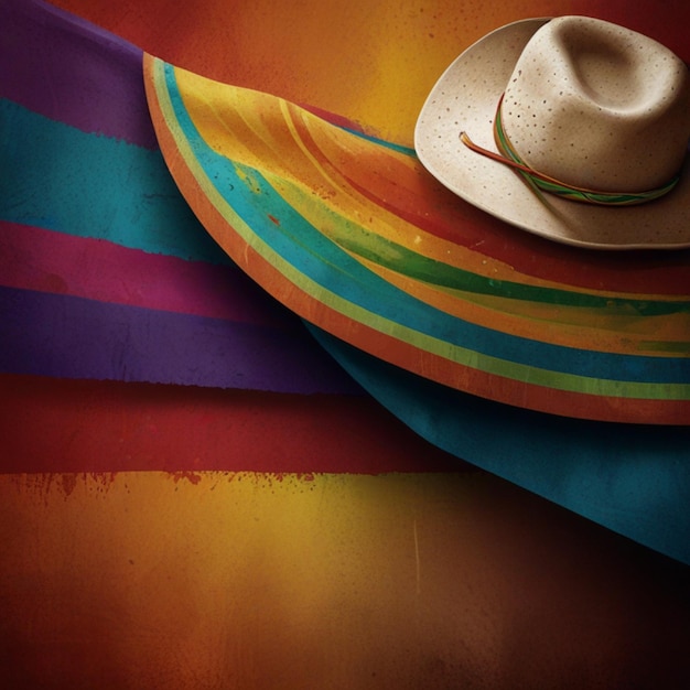 Photo a colorful picture of a hat with a rainbow colored background