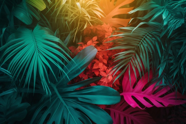 A colorful picture of leaves and flowers with the word palm on it