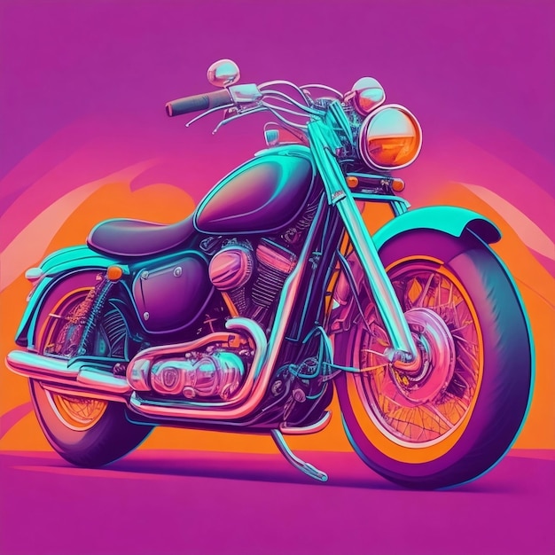 Красочная картина мотоцикла со словом "котировка" на нем для Всемирного дня мотоциклов