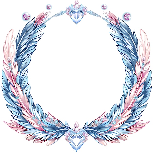 a colorful picture of a wreath with a blue and pink floral pattern