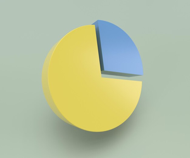 Photo colorful pie chart graph icon 3d illustration minimal 3d render illustration on on pastel sprout background