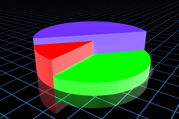 Photo colorful pie chart isolated on black background